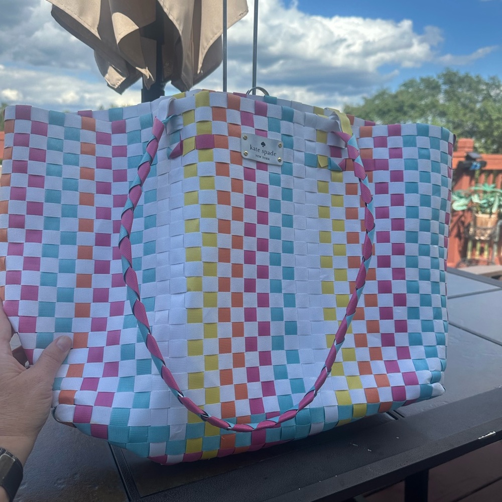 Kate Spade New York Rainbow Woven Tote Women’s EUC - Picture 1 of 7